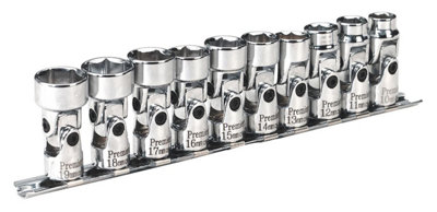 Sealey 10 Pieces 3/8" Square Drive Universal Joint WallDrive Socket Set AK2710