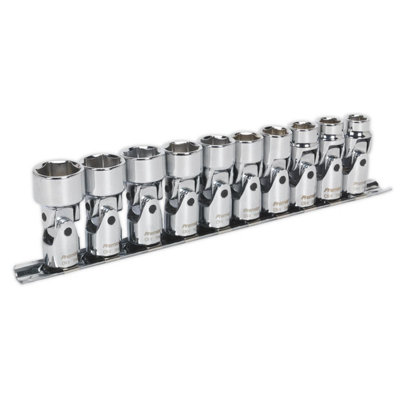 Sealey 10 Pieces 3/8" Square Drive Universal Joint WallDrive Socket Set AK2710