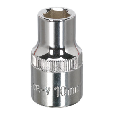 Sealey 10mm 1/2" Square WallDrive Socket Chrome Plated Polished Finish SP1210