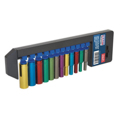 Sealey 12 Pieces 1/4" Square Drive Deep Multi-Coloured Socket Set AK282D