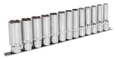 Sealey 13 Pieces 1/2" Square Drive Deep Lock-On 6 Point Metric Socket Set AK2745