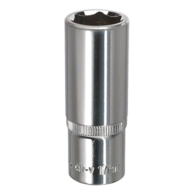 Sealey 17mm 3/8" Square WallDrive Deep Socket Fully Polished Finish Tool SP3817D