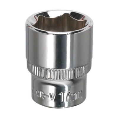 Sealey 17mm 3/8" Square WallDrive Socket Chrome Plated Fully Polished SP3817