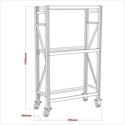 Sealey 2-Level Mobile Tyre Rack 200kg Capacity Per Level STR007