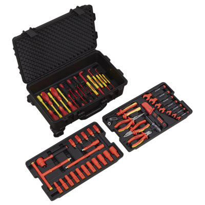 Sealey 3/8" Square Drive 1000V Insulated Tool Kit 50 Piece Socket Bit Set AK7938