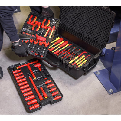 Sealey 3/8" Square Drive 1000V Insulated Tool Kit 50 Piece Socket Bit Set AK7938