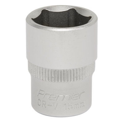 Sealey 3/8" Square Drive 15mm WallDrive Socket Tool Chrome Vanadium Steel S3815