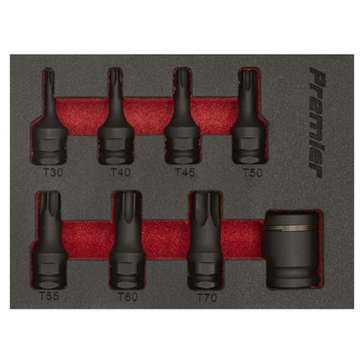 Sealey 3/8" Square Drive Impact TRX-Star Socket Bit Set 8 Pieces Black AK5621