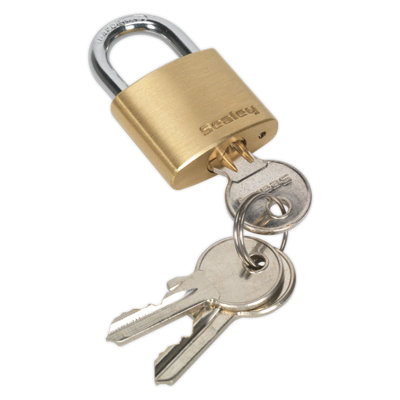 Sealey 30mm Brass Body Padlock With Corrosion Resistant Brass Body PL100