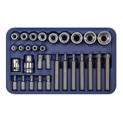 Sealey 30pc 1/4", 3/8" & 1/2" Square Drive TRX-Star Socket & Bit Set AK619