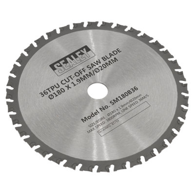 Sealey 36 TPU Cut-Off Saw Blade Diameter 180 x 1.9mm/Diameter 20mm Hardened Steel Teeth SM180B36