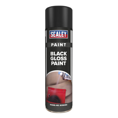 Sealey 3L Multipurpose Black Gloss Paint Acrylic Based 500mL x 6 Pieces SCS025