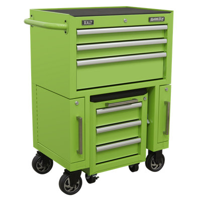 Sealey 4 Piece Rollcab Tool Box Utility Seat Kit With Creeper Green AP556CSHVKIT
