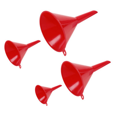 Sealey 4 Pieces Economy Fixed Spout Small Polyethylene Funnel Set - Red F92