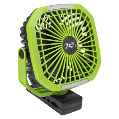 Sealey 4-Speed Portable Clip Fan with Worklight 8" Multiple Speeds Rechargeable