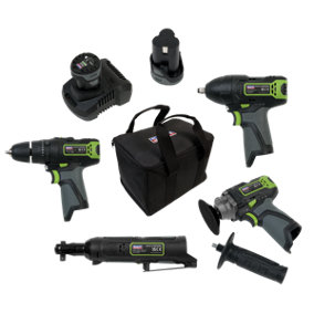 Sealey 4 x 10.8V SV10.8 Series Cordless Combo Kit - 2 Batteries - Drill, Ratchet & Impact Wrench, Polisher CP108VCOMBO1