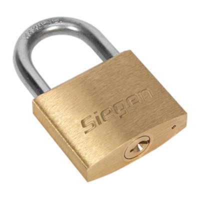Sealey 40mm Brass Body Padlock With Brass Cylinder & Three Keys Lock ...