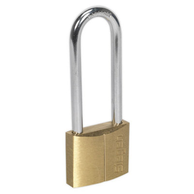 Sealey 40mm Long Shackle Brass Body Padlock With Brass Cylinder Three ...
