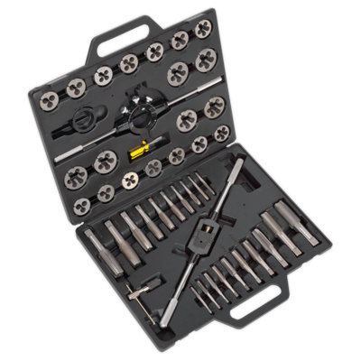 Sealey 45 Pcs Imperial Tap & Die Set With Sliding Jaw Type Tap Wrench AK303IMP