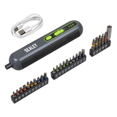 Sealey 4V 2Ah Cordless Screwdriver 1/4" Magnetic Holder With 25pc Bit Set CP4VSD - 5
