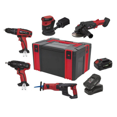 Sealey 5 x 20V SV20 Series Cordless Tool Combo - 2 Batteries CP20VCOMBO2