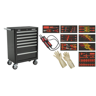 Sealey 63 Pieces Insulated Hand Tool Kit + 7 Drawer Storage Rollcab TBTECOMBO2