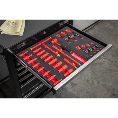 Sealey 63 Pieces Insulated Hand Tool Kit + 7 Drawer Storage Rollcab TBTECOMBO2