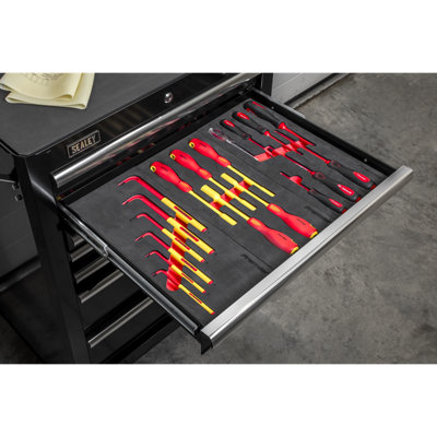 Sealey 63 Pieces Insulated Hand Tool Kit + 7 Drawer Storage Rollcab TBTECOMBO2 - 3