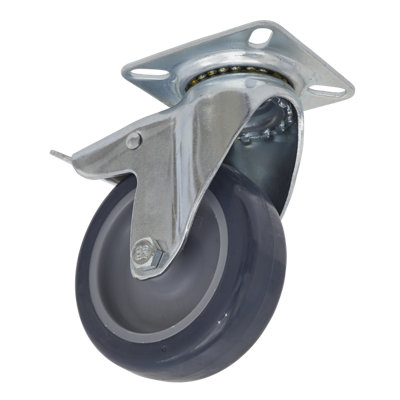 Sealey 75mm Castor Wheel Swivel Plate With Total Lock - Black SCW275SPL