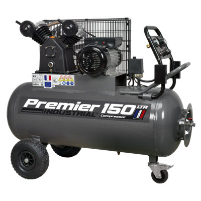 Sealey Air Compressor 150L Belt Drive 3hp With Front Control Panel SAC3153B