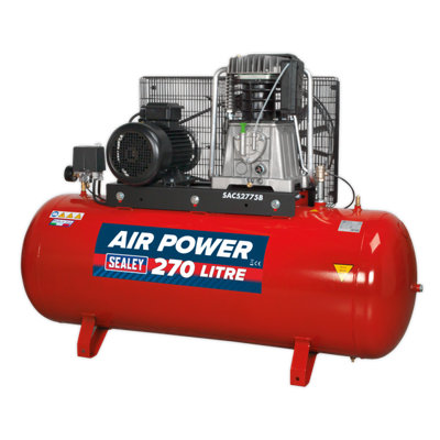 Sealey Air Compressor 270L Belt Drive 7.5hp With Cast Cylinders SAC52775B