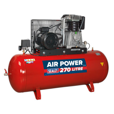 Sealey Air Compressor 270L Belt Drive 7.5hp With Cast Cylinders SAC52775B
