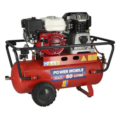 Sealey Air Compressor 50L Belt Drive Petrol Engine 5.5hp SA5055