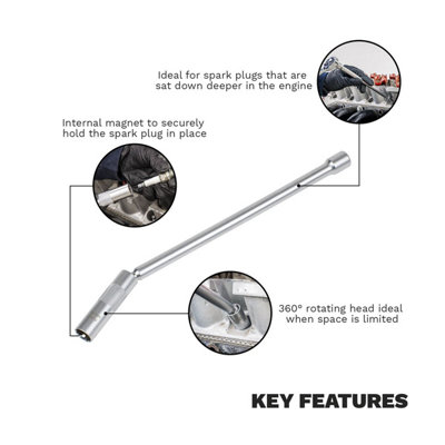 Sealey AK6575 Spark Plug Socket with Universal Joint & Extension 3/8"Sq Drive 12-Point 14mm