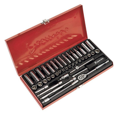 Sealey AK690 Socket Set 41pc 1/4inch Sq Drive 6pt WallDrive DuoMetric