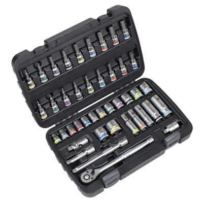 Sealey AK7915 Socket & Socket Bit Set 3/8"Sq Drive 42pc
