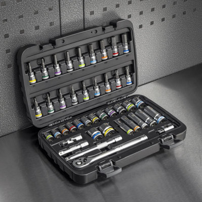 Sealey AK7915 Socket & Socket Bit Set 3/8"Sq Drive 42pc