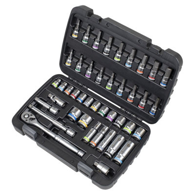 Sealey AK7915 Socket & Socket Bit Set 3/8"Sq Drive 42pc
