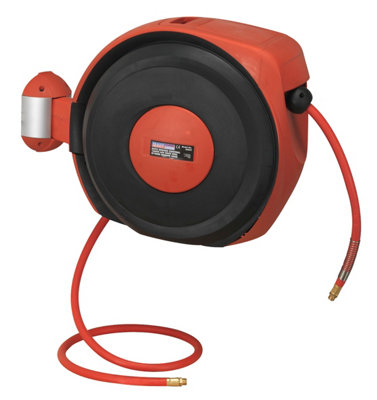 Sealey Auto Rewind Control Air Hose Reel 15m 10mm ID - Rubber Hose SA822