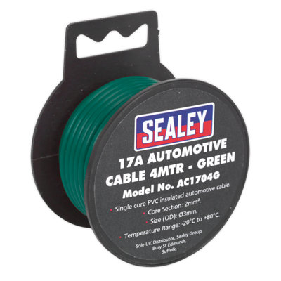 Sealey Automotive Cable Thick Wall 17A 4m Green