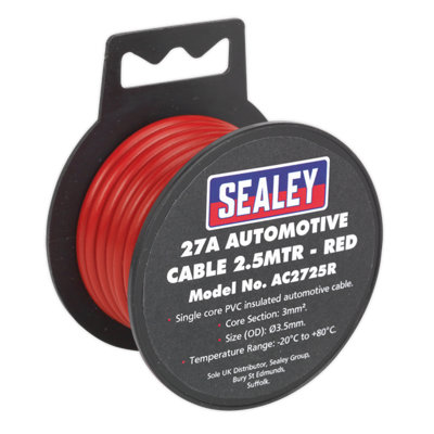 Sealey Automotive Cable Thick Wall 27A 2.5m Red