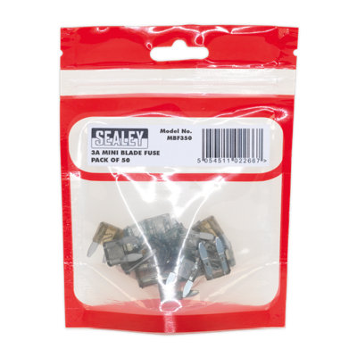 Sealey Automotive Mini Fuse Blade Electrical 3A 50 Pieces Car Van Purple MBF350