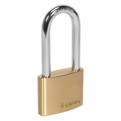 Sealey Brass Body Padlock Long Shackle Corrosion Resistant - 50mm PL102L