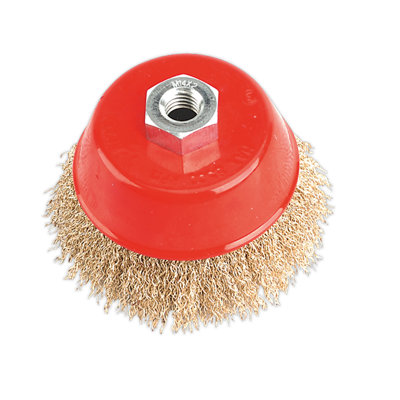 Sealey Brassed Steel Cup Brush For Power Tools 100mm M14 x 2mm 8500 RPM CBC100