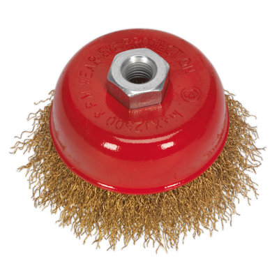 Sealey Brassed Steel Cup Brush For Power Tools 75mm M10 x 1.5mm 1500rpm CBC75
