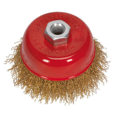 Sealey Brassed Steel Cup Brush For Power Tools Diameter 75mm M14 x 2mm 1500 RPM CBC752