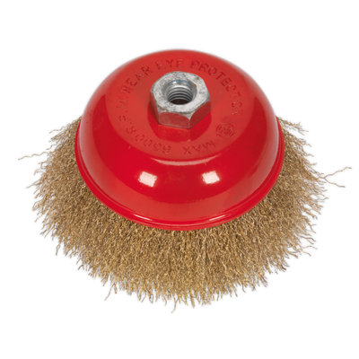 Sealey Brassed Steel Cup Brush Suitable For Power Tools 125mm M14 x 2mm CBC125