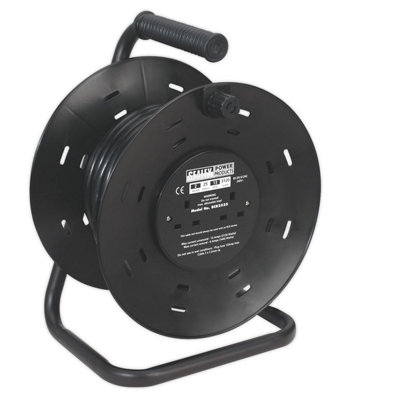 Sealey Cable Reel Extension 25 Metres 4 x 230V Sockets Heavy Duty BCR2525