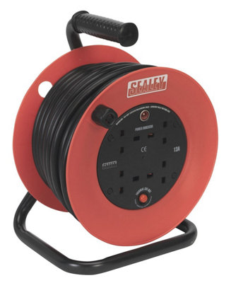 Sealey Cable Reel Extension 25M 4x 230V 2.5mm² Heavy Duty Thermal Trip CR22525