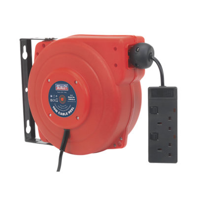 Sealey Cable Reel System Retractable 15m 2 x 230V Socket